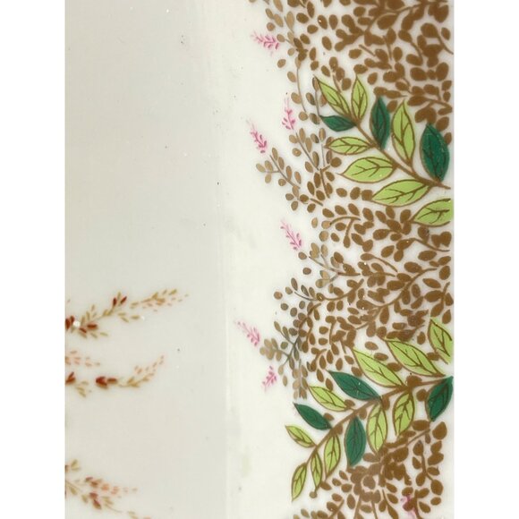 Vintage Otagiri Japan Hexagon Quail Floral Gold Accents Plate Charger - Picture 5 of 7